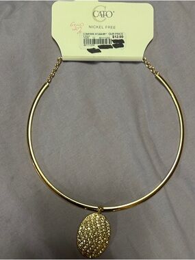 Cato Gold Sparkling Oval Pendant Collar Necklace